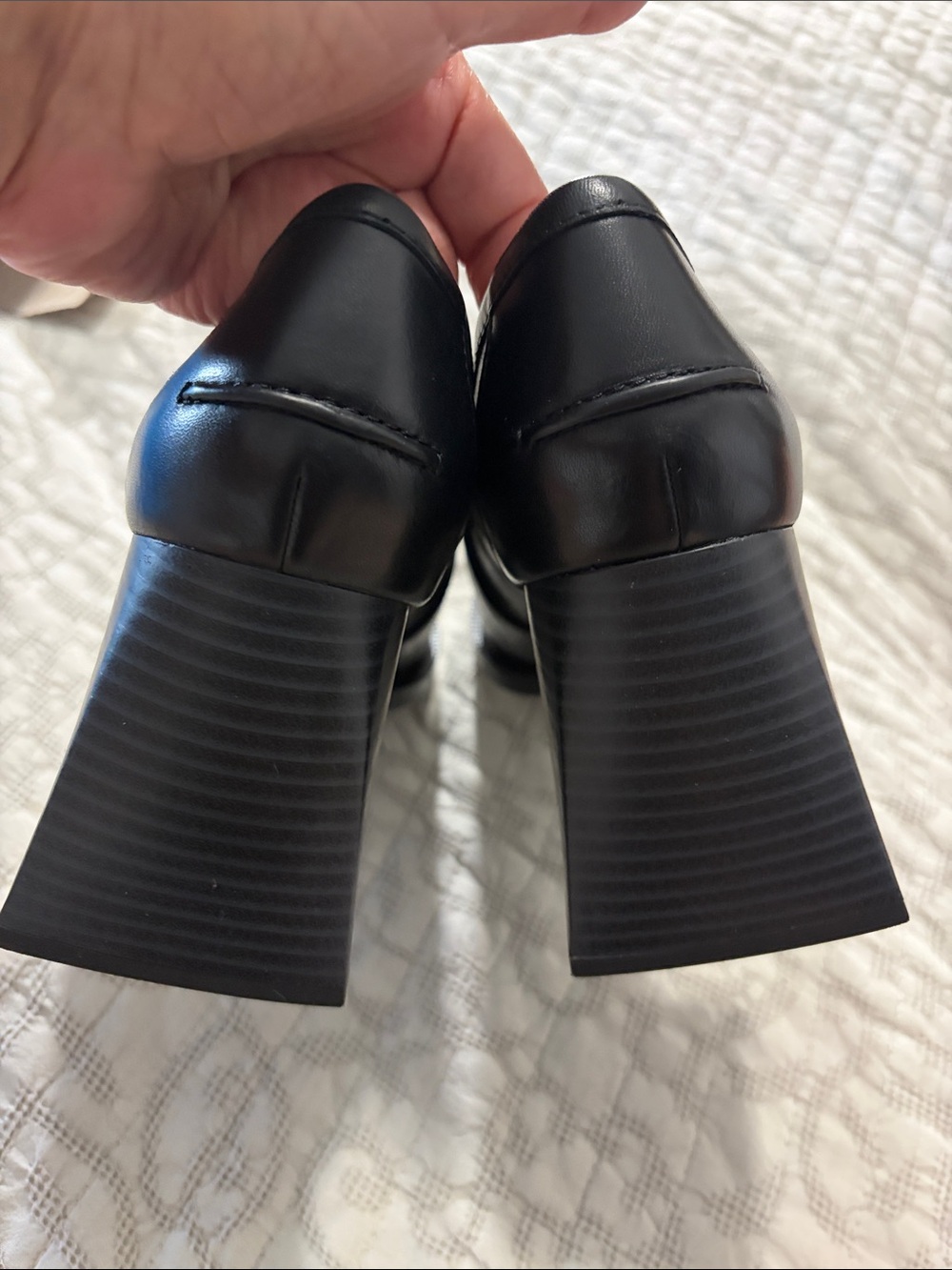 NWOT Sam Edelman Quinly Black Leather Kiltie Fringe Block Heel Loafers - 8.5 - Picture 9 of 10